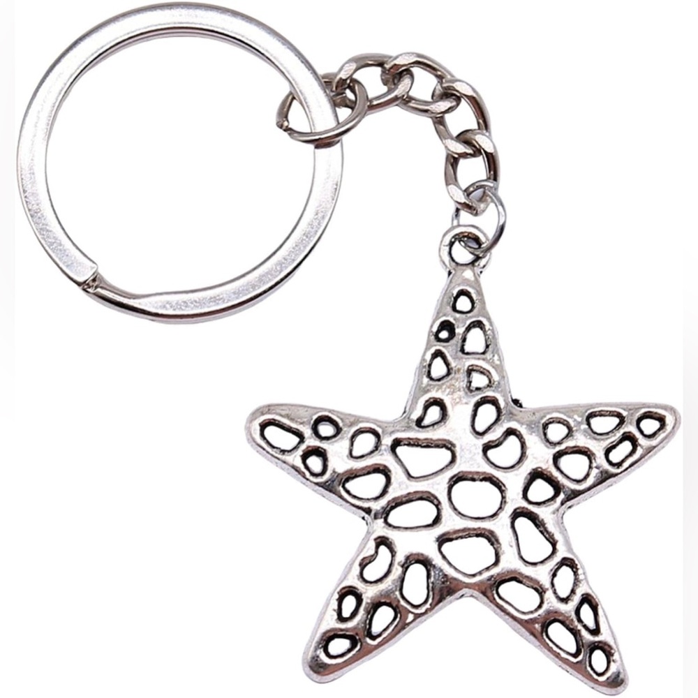 Silver Starfish Keychain